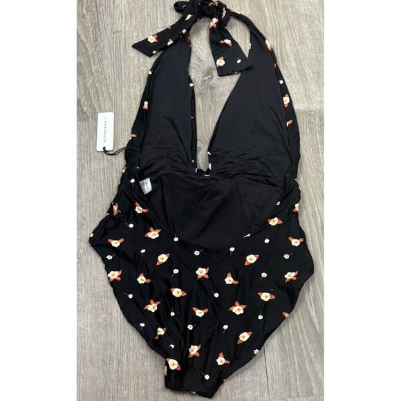 WeWoreWhat XL One Piece Halter Swimwear Black Floral NWT Swim Romantic Coquette - Picture 3 of 8